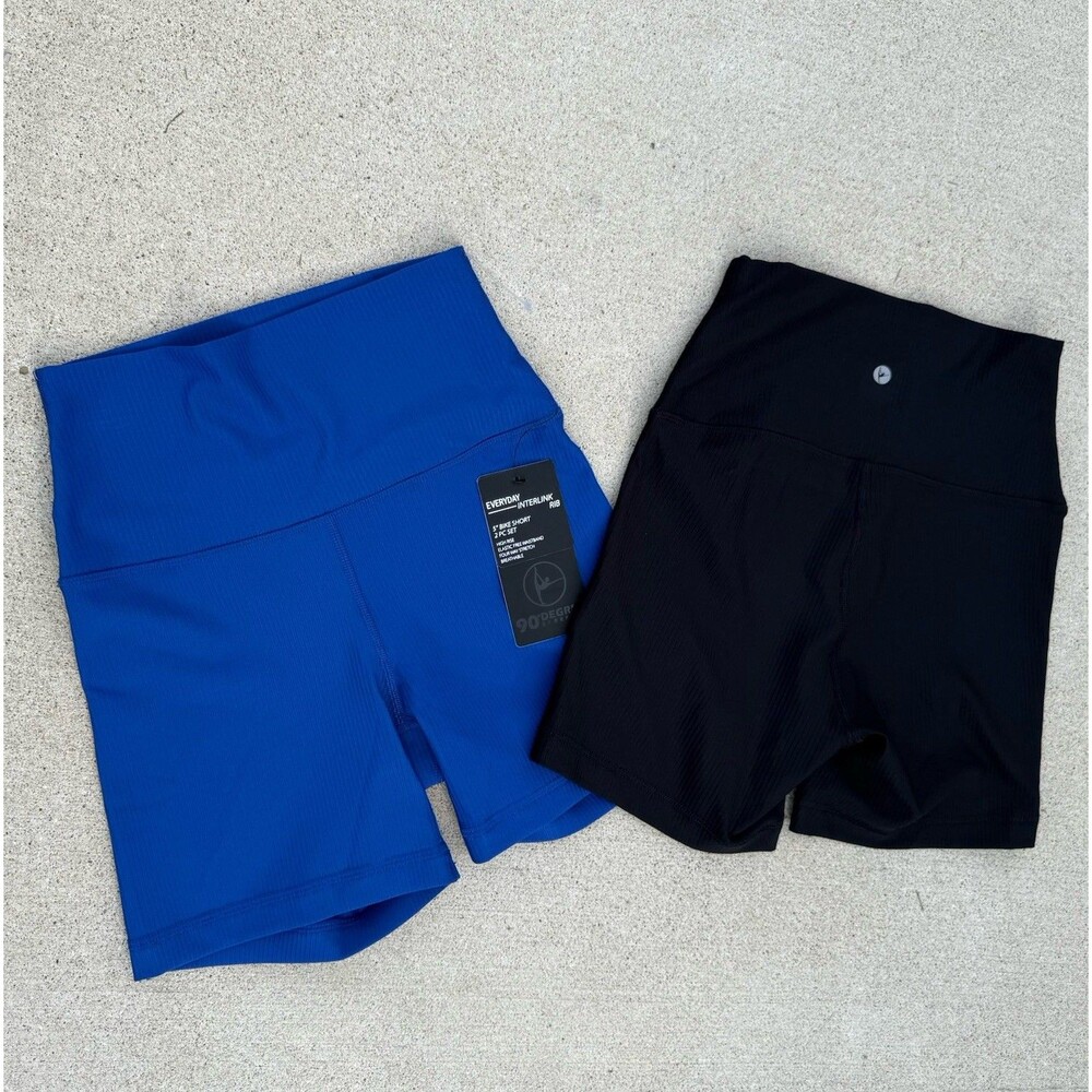 90 Degree Reflex 2 Pack Everyday Interlink Rib Bike‎ Shorts Black/blue NWT Small